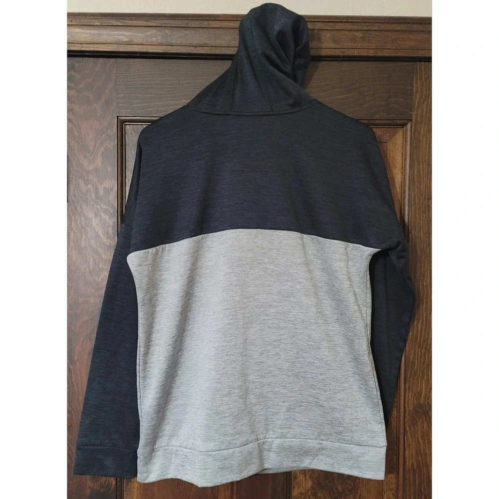 Adidas Unisex Kid's Black Grey Long Sleeve  Hooded Sweatshirt XL 18-20